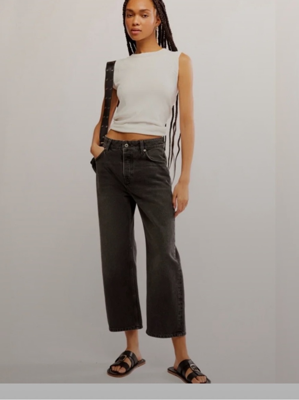 We the Free High-Rise Straight Crop Black Jeans Size 27